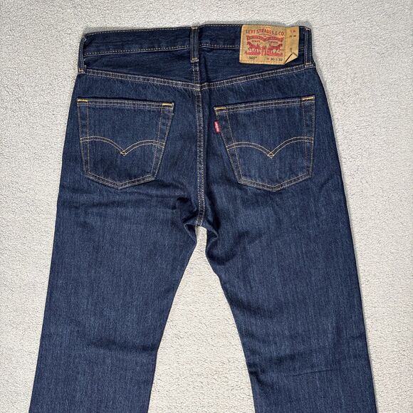 Levi’s 501 Jeans Men’s Fit 31x31 Button Fly Dark Wash No Fade Raw Denim Blank - Picture 10 of 14